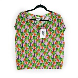 Bouffants and Broken Hearts Flamingo Linen crop top